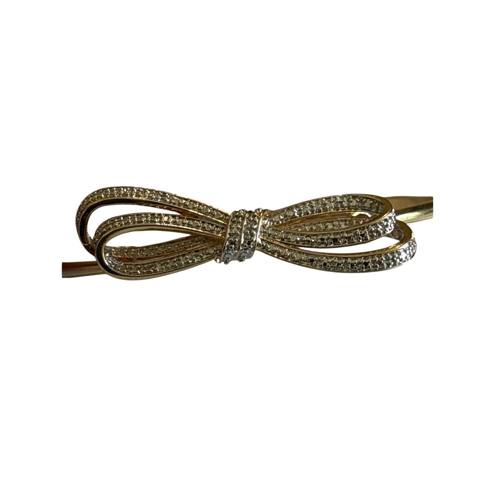 VTG PAJ Gold Plated Pave Crystal‎ Bow Bracelet bangle statement Trendy Fashion